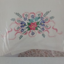 Floral Pillowcase Embroidery Kit Bucilla Magnolia MAKES 2 Stamped 64557 NOS