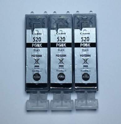 3 x Original Canon PGI-520PGBK Patronen mit Chip wiederbefüllt