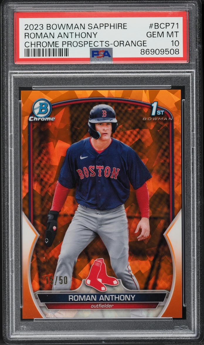 Roman Anthony 2023 Bowman Chrome Sapphire Orange /50 1st RC #BCP-71 PSA 10 ️🔥