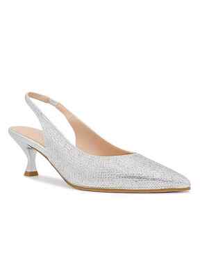 Paradox London Cordelia Silber Schimmer Slingback Pumps UK 3 (F694)