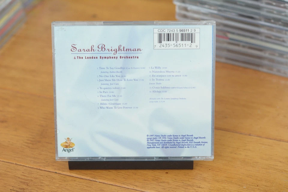 SARAH BRIGHTMAN CD "TIME TO SAY GOODBYE" 1997 ANGEL [140] - Image 2 of 4