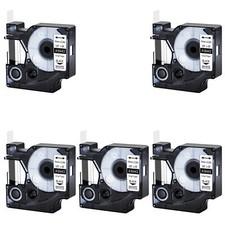5x 18443 Black on White IND Vinyl 3/8" Label Tape for DYMO Rhino PRO 1000 4200