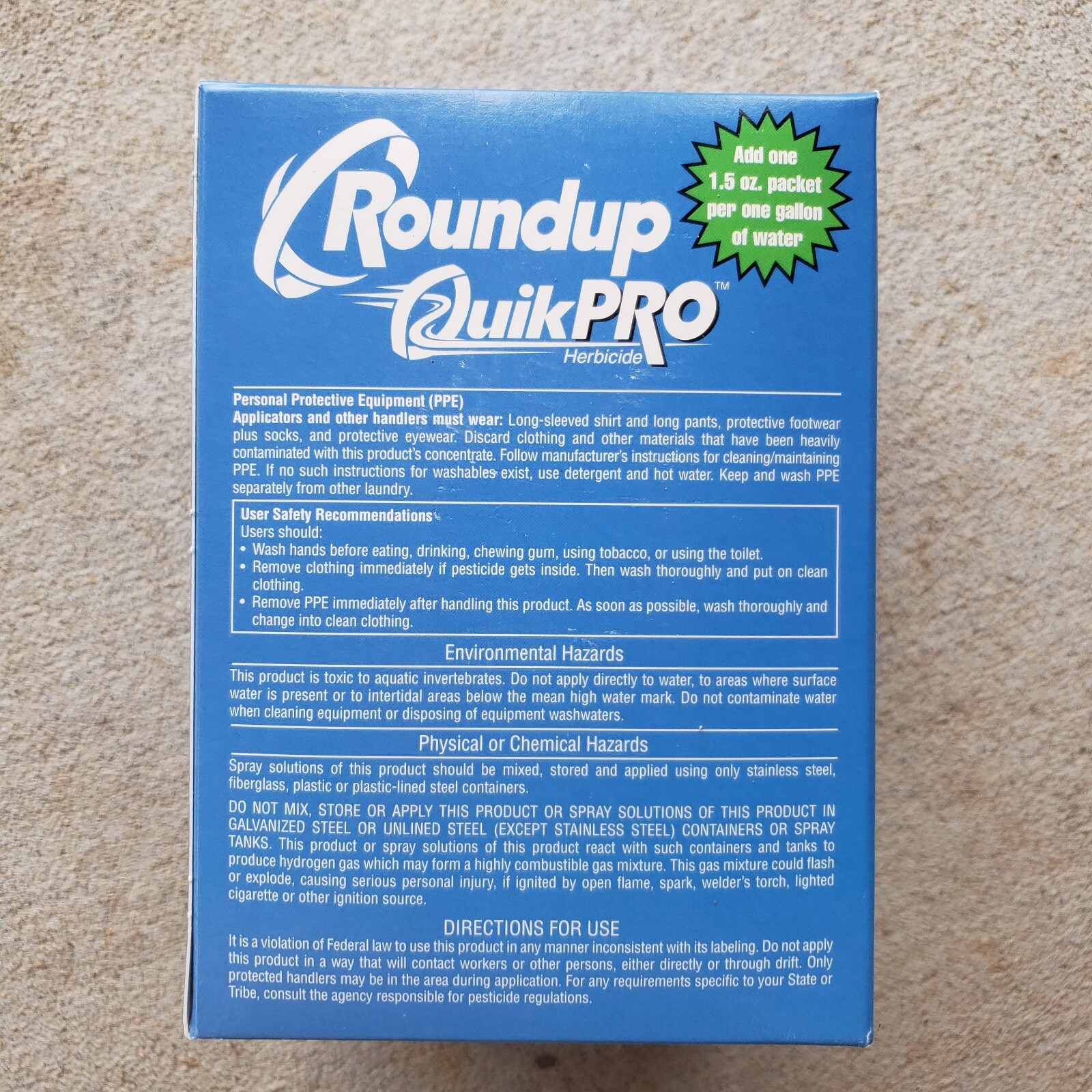 Roundup QuikPro Herbicide 5x1.5.oz Glyphosate Diquat Monsanto QuickPro