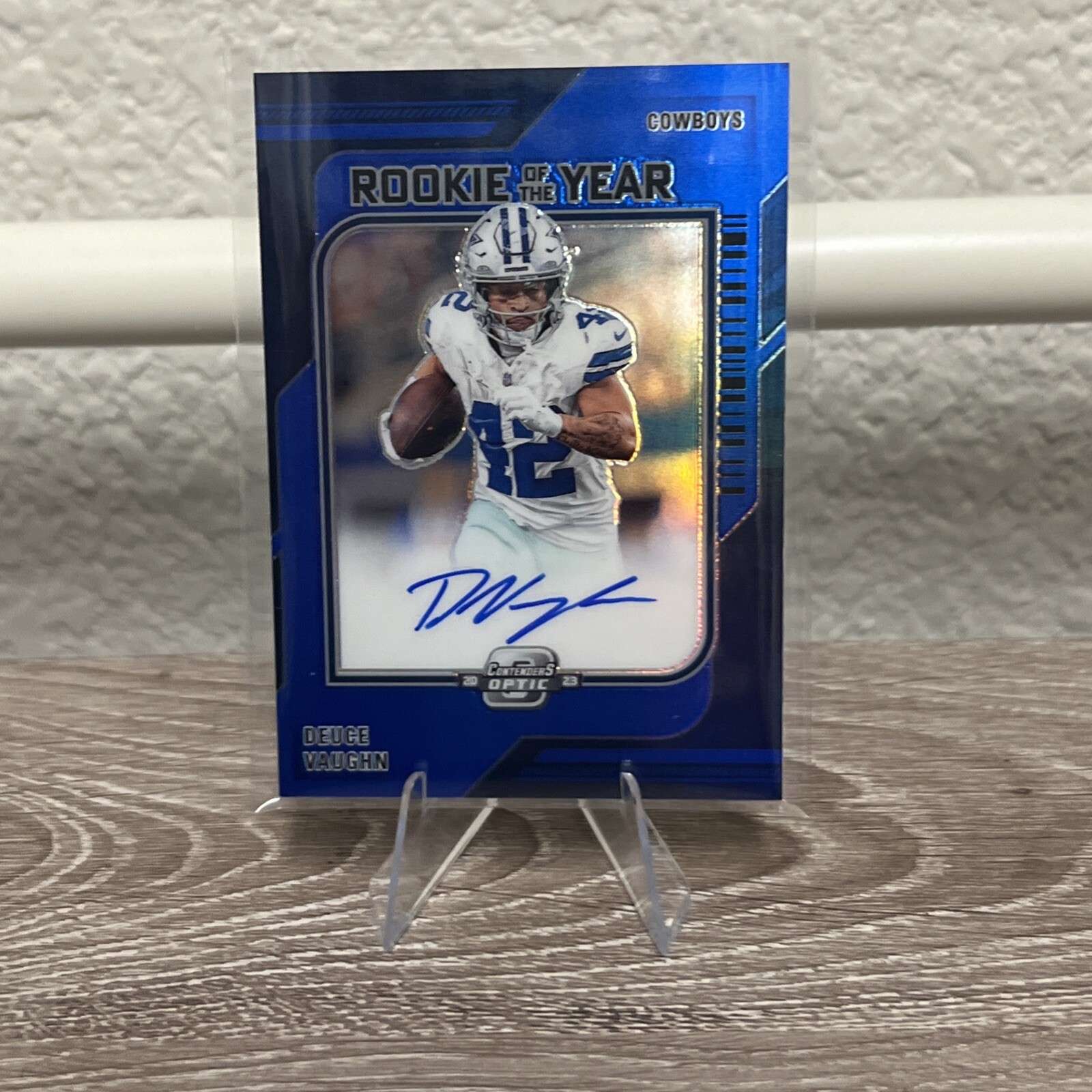 Deuce Vaughn 2023 Contenders Optic Blue Prizm Rookie Of The Year Auto RC /75 CM