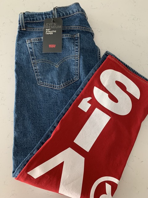 Levi's Men Jeans Red Blue Size 38x30 Slim 541 Colorblocked Logo Stretch #316 for sale online | eBay
