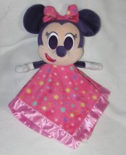 Disney Pink Minnie Mouse Security Blanket Baby Lovey Shooting Stars Purple Head