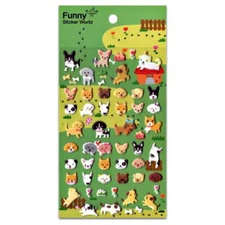 CUTE DOG STICKERS Sheet Puppy Animal Raised Puffy Vinyl Craft Scrapbook Sticker