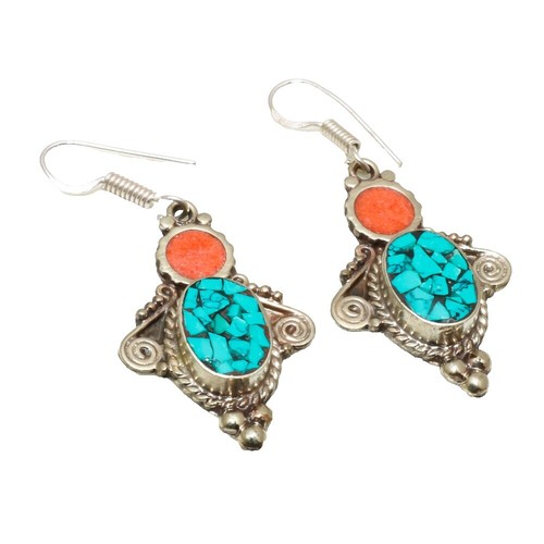 Boucles D'oreilles Clips Vintage Françoise Montague – Turquoise Et Laiton, Années 70