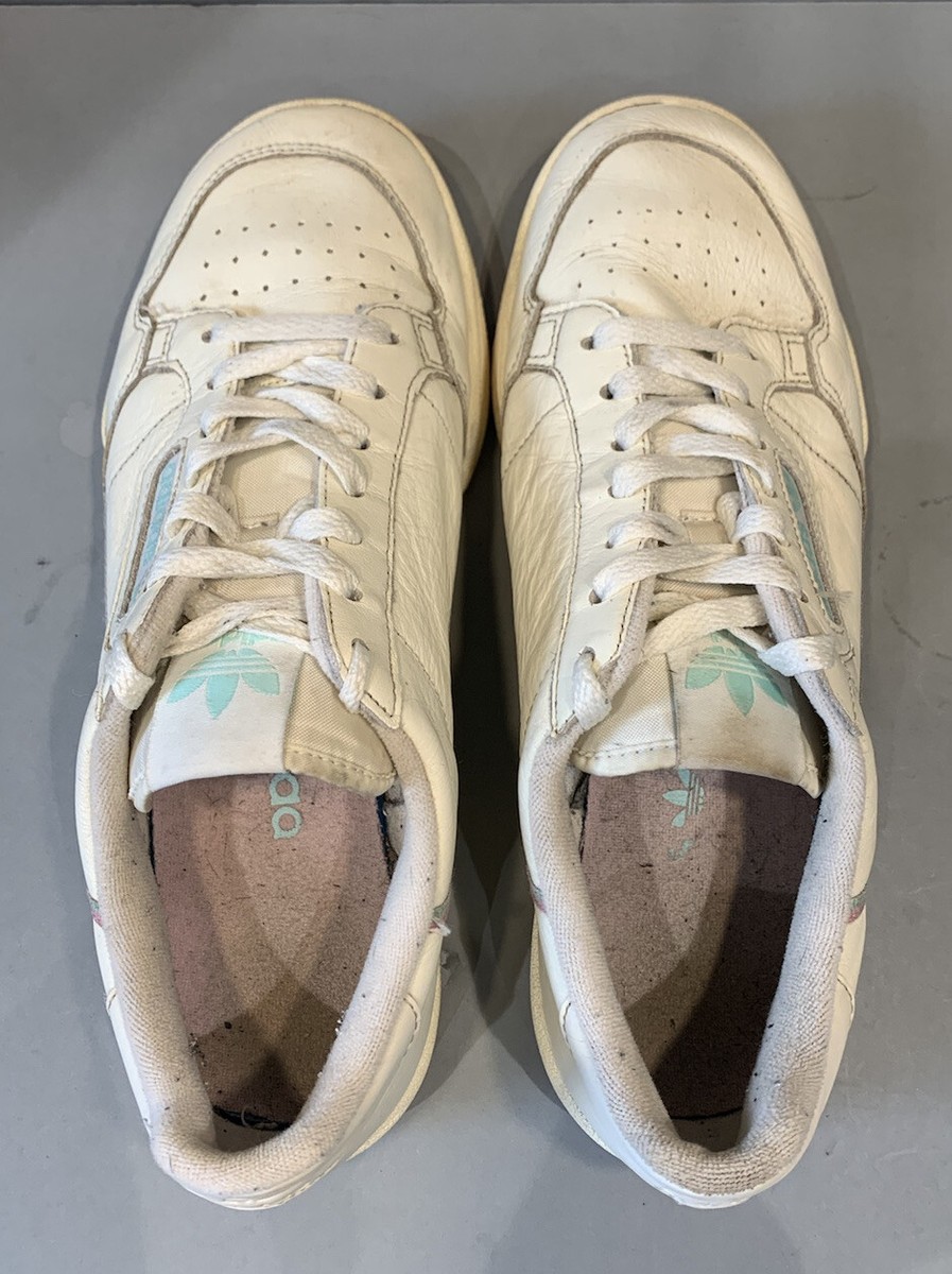 adidas originals continental 80 trainers in off white and mint green