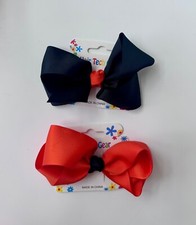 Pair of Orange and Black Hair Bows for Halloween or Fall