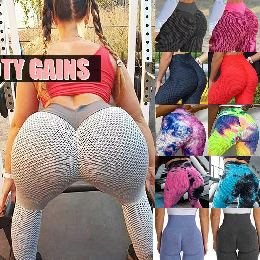 Women Leggings Push Up Yoga Pants Anti Cellulite Run Ruched Scrunch Shaper  Gym