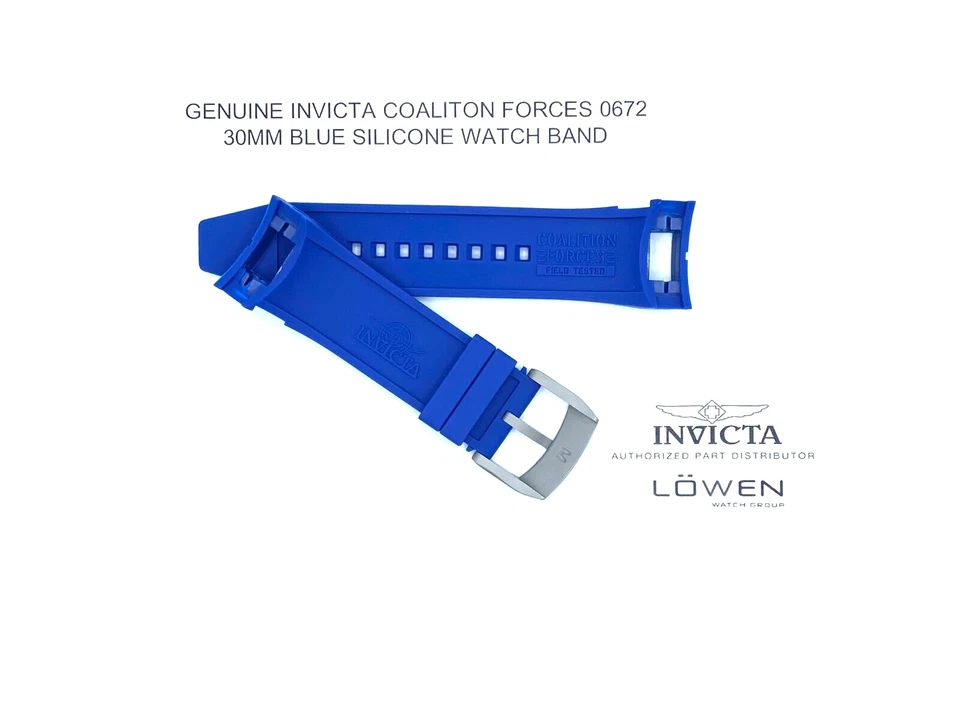 Auténtica correa de reloj Invicta Coalition Forces 0672 azul silicona 30 mm Foto 2 de 3