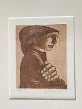 Signed Etching by Jorge Dumas "Woman With Folded Arms"  1976  5/100