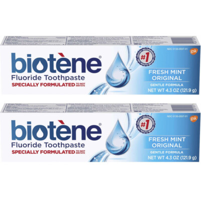 2 Pack - Biotene Fluoride Toothpaste, Fresh Mint 4.3oz Each