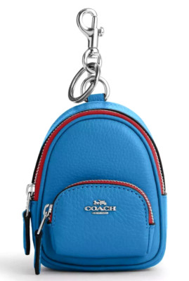  Coach Mini Court Backpack Keychain Bag Charm - CC315 Blue Jay/SV Leather - NWT