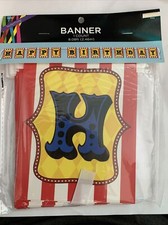 Circus Carnival Carousel Happy Birthday Banner 8ft L Red White Stripe