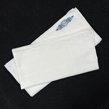 Handkerchiefs Large Unisex Vintage Monogrammed "G" Blue White Set Of 2 Hankies