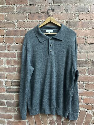 Ritter Men s Polo Sweater, Sz Large, Gray 100% Baby Alpaca, Oversized, Peru