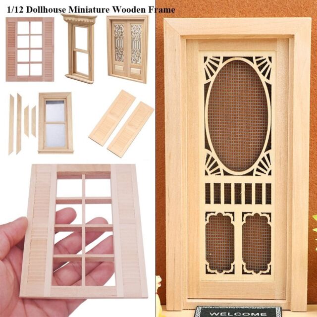 Kids Gift Toys Doll Furniture Wooden Frame Doll House Window Glass Plate
