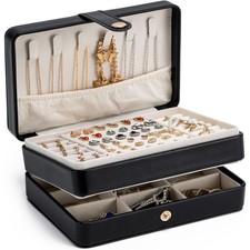 Jewelry Organizer Box, 2-Layer Large Jewelry Storage Case, Portable Travel Je...