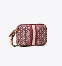Tory Burch Royal Burgundy Gemini Link Coated CanvasWristlet Red