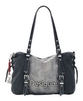Desigual Half Logo Denim Shopping Bag Schultertasche Tasche Denim Dark Grey Neu