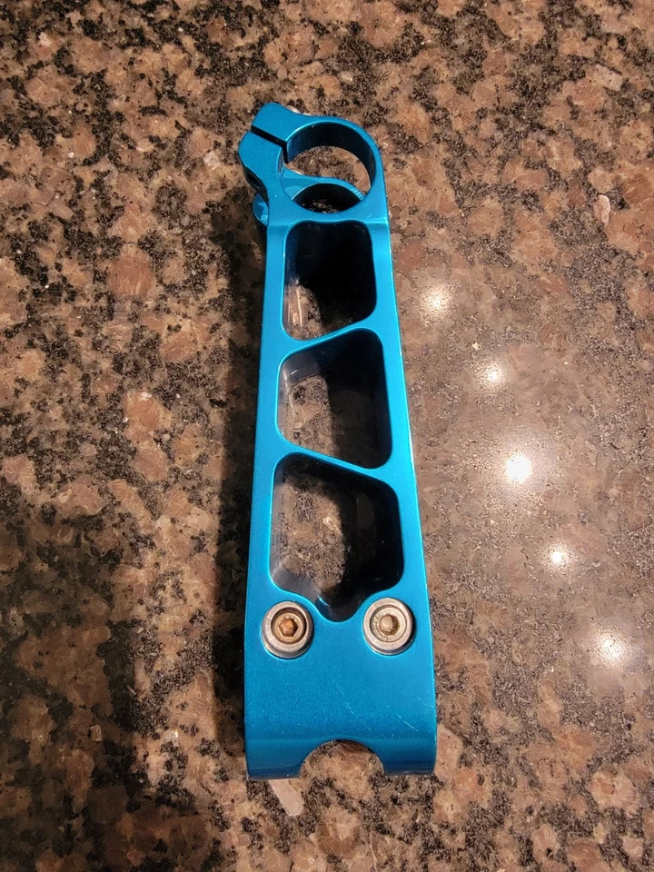 Vástago azul anodizado Kooka Billet de colección 1 1/8 raro CNC años 90 MTB 130 mm Foto 3 de 4
