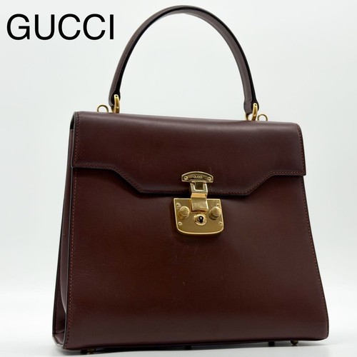 GUCCI Lady Lock Vintage Handbag Brown Leather Model 000-26-0256