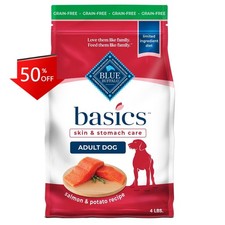 Blue Buffalo Basics Skin Stomach Grain Free Salmon Adult Dry Dog Food - 4lbs