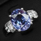 Shinning Color Change Sapphire Oval 3.60Ct 925 Sterling Silver White Gold Rings