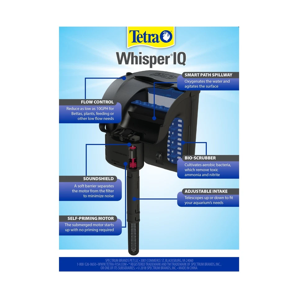 Tetra Whisper IQ Power Filter 30 Gallons, 175 GPH, With Stay Clean Technology - Image 3 of 4