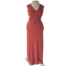 Zara Knit Dress Womens Small Orange V Neck Sleeveless Knit Maxi Dress