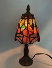 Vintage Tiffany Style Stained Glass Accent Lamp Small with Dragonfly Art Nouveau