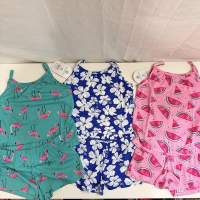 Wonder Nation Girls 6-Piece/3 Set Summer Sleeping Pajama Sets XS 4-5