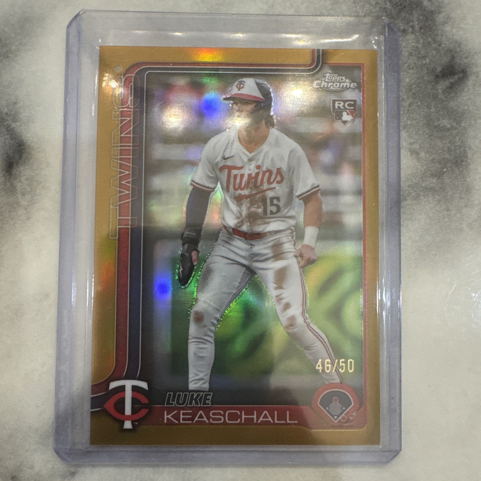 2025 Topps Chrome Update Luke Keaschall Gold Refractor /50 Twins USC106