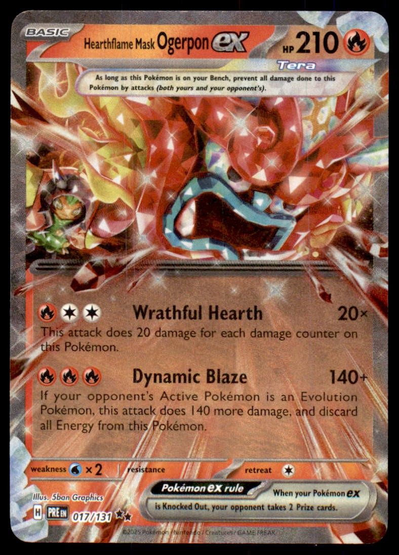 Hearthflame Mask Ogerpon ex 017/131 Holo Prismatic Evolutions Pokemon NM