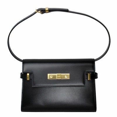 BRAND NEW SAINT LAURENT MANHATTAN BLACK LEATHER SHOULDER BAG  675626 0SX0W 1000