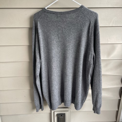 Ethan Pierce Cashmere Sweater Mens Size XL Grey V Neck 2 Ply Preppy Office Soft - Picture 2 of 7