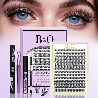 B&Q Lash Clusters Kit 280PCS Eyelash Clusters Kit,30D 40D D 9-16MIX Individua...