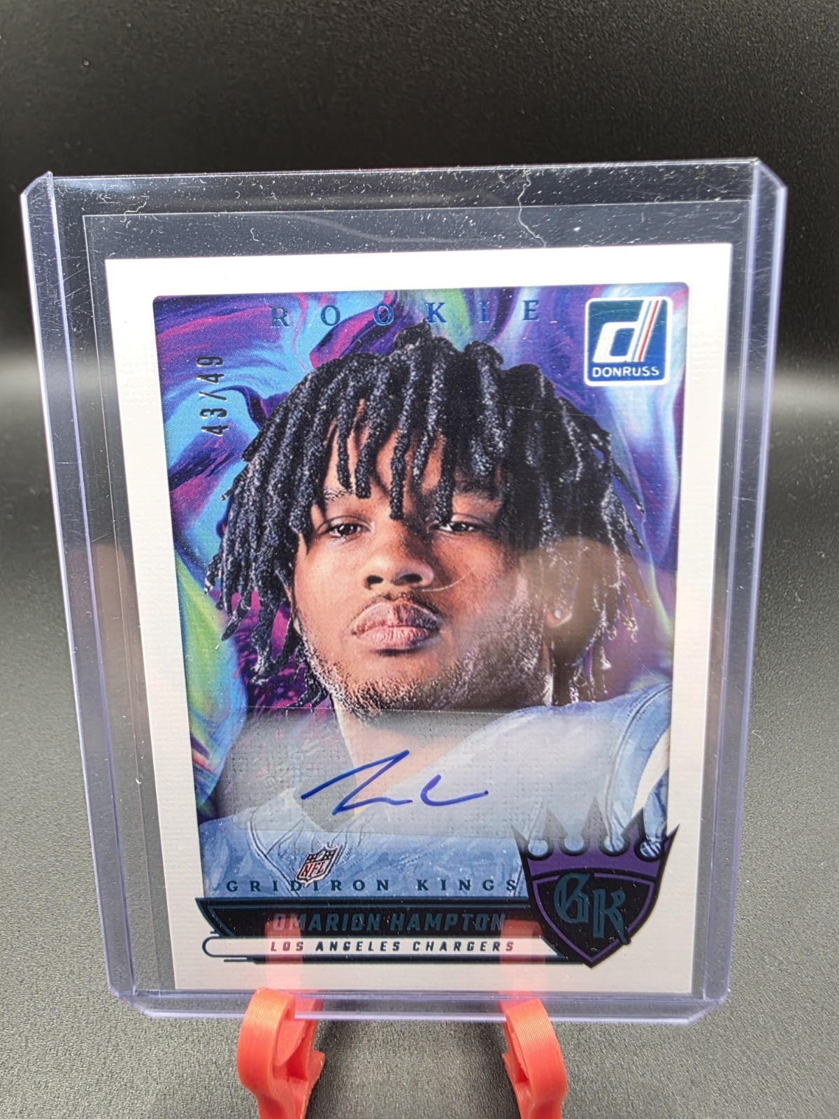 2025 Panini Donruss #RGK-OHN Omarion Hampton Gridiron Kings Rookie Auto 43/49 RC