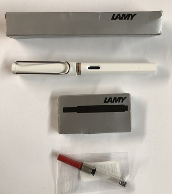 Lamy Safari Fountain Pen Fine Nib - 019 White - 5 T 10 ink cartridges - 1219676