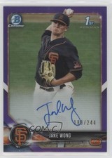 2018 Bowman Draft Chrome Pick Purple Refractor /244 Jake Wong #CDA-JW Auto 0z8v