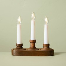 7.95" Wood Christmas Window Flameless Candelabra - Hearth  Hand with Magnolia