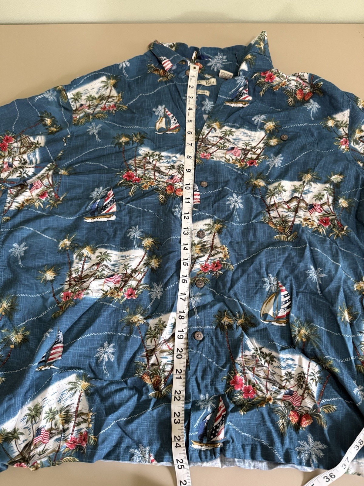 Batik Bay 2X Hawaiian Shirt Palm Tree USA FLAG AMERICA BEACH,  Biker Moto Comfrt