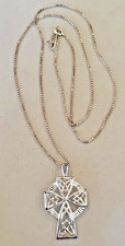 Vintage 925 Sterling Silver Christian Cross and 18 inch Chain Italy