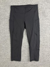 Lululemon Leggings Womens 8 Black High Rise Capri Crop Running Pants Pockets
