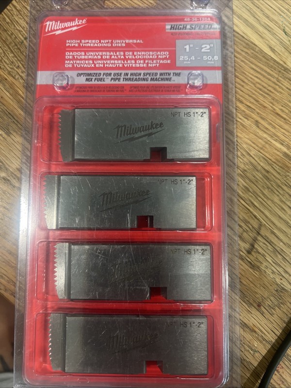 Milwaukee 48-36-1204 1"-2" High Speed NPT Universal Pipe Threading Dies
