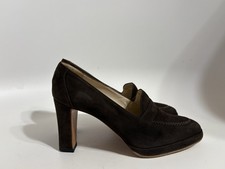 Vtg Chanel Brown Suede Heels 36