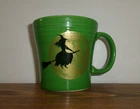 Fiesta Ware Shamrock Moonlit Witch Green Java Mug Halloween Theme Coffee Cup