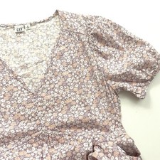 GAP Purple Pink Soft Girl Ditsy Floral Short Sleeve Tiered Mini Dress Medium